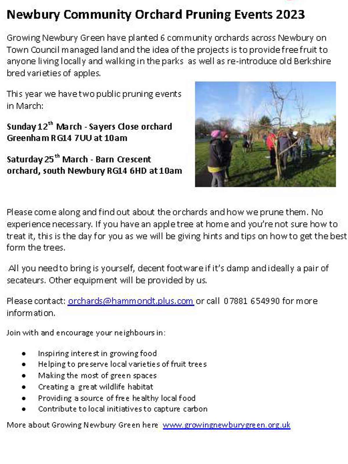 2023 Orchard Pruning Events A5 Flyer